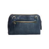 Retro styling crafted in antiqued vegan leather gives this dark indigo clutch a vintage vibe. The removable woven wrist strap is the finishing touch on this stylish bag so you can wear it as a wristlet, a clutch, or a crossbody with the included removable shoulder strap!





6.75"H x 9.75"W x 2.25"D

Removable and adjustable crossbody strap 22"-26"

Removable long wristlet strap 7.5" long

Zippered top closure

Interior zippered pocket

Exterior back zipper pocket

Brass plated hardware

100% vegan leather