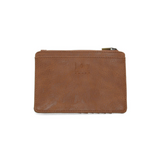 We love this mini wallet in pecan vegan leather! It is full of style and will hold your license and up to six credit cards. The zipper pocket is roomy enough for change and cash, and it has a back pocket.&nbsp; This mini wallet is perfect for you and makes an awesome gift!

DIMENSIONS: 4 IN. H X 5.5 IN. W X .25 IN. D

ZIPPERED TOP CLOSURE ON EDGE

6 CREDIT CARD POCKETS

ID WINDOW POCKET

EXTERIOR PASSPORT POCKET

STRIPED LINING

BRASS PLATED HARDWARE

100% VEGAN LEATHER (POLYURETHANE)