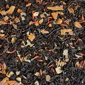 Delightfully fresh fruity apple character with cinnamon notes.  2oz, Black Tea: Apple Pieces, Cinnamon, Blackberry Leaves, Safflower Petals and&nbsp; Natural Flavors (Organic Compliant)&nbsp;  Antioxidant Level: High&nbsp; Caffeine Level: Medium