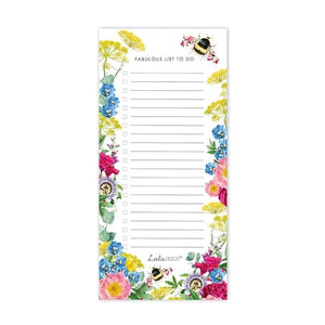 Stay organized and keep on track with our "Fabulous List To Do" magnetic pad! This high-quality notepad has 52 tear-off pages and a beautiful, colorful botanical bee design  52 Pages.  Approximately 4"W x 8.25"H