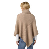 The epitome of cozy, this everyday luxury poncho is crafted from a soft knit fabric in beige heather, with a rich cable texture that adds depth and dimension. Designed with a relaxed drape and a comfortable turtleneck, it delivers effortless warmth while maintaining an elevated, easy silhouette. The lightweight feel allows for comfortable layering without bulk, making it a versatile piece for both casual and polished styling. Soft. Luxe. and made for all day comfort, this poncho brings refined ease and time
