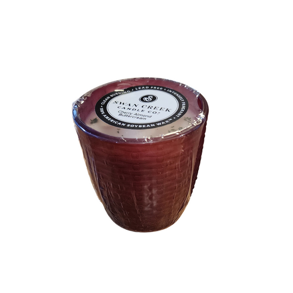 You'll love our cathedral small candle. This cherry almond buttercream candle has been poured into a pretty basketweave frosted red glass.

Scent Profile: Dark, sweet cherries, roasted Italian almonds, and whipped fresh buttercream are layered with hints of black plum and mandarin - warm and juicy yet smooth!


Filled with 4.5 oz. of American Soybean WaxTM. Measures 3