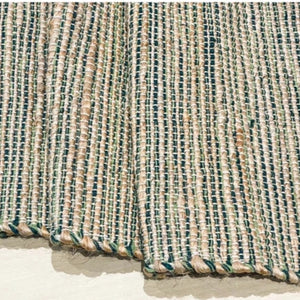 Need to add a little texture to your home? You'll love this incredibly stylish, sustainable, and durable hand-woven khaki and green-colored table runner. It will surely enrich the décor of any surface in your home. Made with Jute and cotton, these runners are environmentally friendly, sustainable, trendy, and stylish.  13" W x 72"L  Spot clean only.  Jute &amp; Cotton  Handmade in India