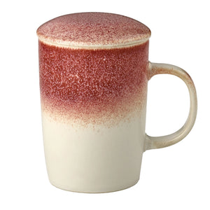 You will love this beautiful pink 16 oz tea infuser mug in. The handcrafted reactive glaze design gives the mugs an artisan appearance. Each piece in unique and different. Just like a cloud. Made from premium stoneware, the interior of the mug is glossy white which allows you to see the color and strength of your tea. Each mug comes with an extra-fine mesh stainless steel tea infuser which provides excellent water flow and plenty of room for the tea leaves to expand and brew. The infuser also has our tilt &