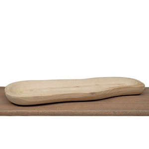 This beautiful wooden tray/dough bowl has a fun, curvy shape with a natural finish and has so many decorating possibilities!&nbsp;

Wood

23" L x 8" W x 2" H