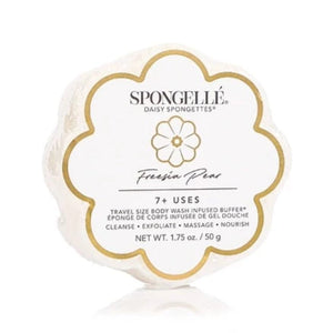 Our Freesia Pear Spongette meets Daisy Collection’s signature flower design. Everything you love about our travel-friendly Spongette with the bonus of soft petal curves to enhance your cleansing experience. Treat yourself to an effervescent cocktail of freesia with a hint of pear any day of the week. 