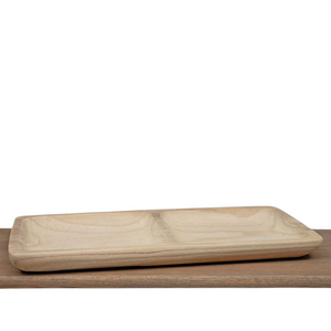 This beautiful wooden tray/dough bowl has so much space with its double tray! With its natural finish, it has so many decorating possibilities!&nbsp;

Wood

22.75" L x 10.75" W x 1.75" H