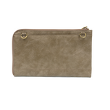 The Karina combines sleek styling with uber organization in beautiful antique-looking distressed metallic vegan leather! The ultimate in versatility, this bag can be worn as a crossbody, carried as a clutch, or as a wristlet.  The included bonus wallet with credit card slots, ID windows, zippered change pocket, and billfold will keep you organized on the go and can be carried separately! MAIN BAG: 9"H x 6"W x 1"D Removable and adjustable crossbody strap 21"-26" with lobster claw clasps