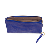 The Karina combines sleek styling with uber organization in beautiful antique-looking&nbsp; Monaco blue vegan leather! This bag has the ultimate versatility, as it can be worn as a crossbody, a clutch, or a wristlet. The included bonus wallet with credit card slots, ID windows, zippered change pocket, and billfold will keep you organized on the go and can be carried separately!