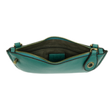 Our most popular bag, in a beautiful Gulf Steam Blue color, this mini clutch, with its sleek silhouette, is as gorgeous as it is versatile.  Features include a polished turn lock, six card slots, and an interior zipper for change.  It can be styled in many ways, with removable straps for alternating between wallet, crossbody, and wristlet!   5"H x 9.5"W x 1"D
