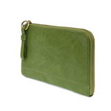 The Karina combines sleek styling with uber organization in beautiful antique-looking bright "forever green" colored vegan leather! The ultimate versatility, this bag can be worn as a crossbody, as a clutch, or as a wristlet.  The included bonus wallet with credit card slots, id windows, zippered change pocket, and billfold will keep you organized on the go and can be carried separately!