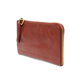 The Karina combines sleek styling with uber organization in beautiful antique-looking currant colored vegan leather! The ultimate in versatility, this bag can be worn as a crossbody, carried as a clutch or as a wristlet.  The included bonus wallet with credit card slots, id windows, zippered change pocket, and billfold will keep you organized on the go and can be carried separately!
