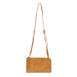 The Karina combines sleek styling with uber organization in beautiful antique-looking chestnut-colored vegan leather! The ultimate versatility, this bag can be worn as a crossbody, as a clutch, or as a wristlet.  The included bonus wallet with credit card slots, ID windows, zippered change pocket, and billfold will keep you organized on the go and can be carried separately! MAIN BAG: 9"H x 6"W x 1"D Removable and adjustable crossbody strap 21"-26" with lobster claw clasps