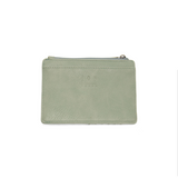 We love this mini wallet in a dusty sage vegan leather! It is full of style and will hold your license and up to six credit cards. The zipper pocket is roomy enough for your change and cash, and a pocket is on the back.&nbsp; This mini wallet is perfect for you, but it makes an awesome gift!

DIMENSIONS: 4 IN. H X 5.5 IN. W X .25 IN. D

ZIPPERED TOP CLOSURE ON EDGE

6 CREDIT CARD POCKETS

ID WINDOW POCKET

EXTERIOR PASSPORT POCKET

STRIPED LINING

BRASS PLATED HARDWARE

100% VEGAN LEATHER (POLYURETHANE)