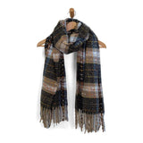 Scarf: Coffee Cozy Madras Fringe