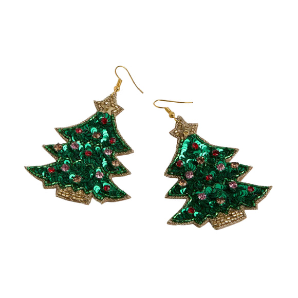 Make a statement at your holiday party with these beaded earrings. Sparkly and festive, they're perfect for adding some Christmas cheer to your outfit!

Materials: Glass Bead, Mixed Alloy, Seed Bead. Dimensions: 3