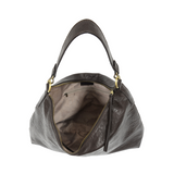 This oversized, slouchy, cool hobo bag is made of tumbled buffalo grain espresso bean colored vegan leather, which gives it that casual boho chic look! With two removable shoulder straps included, you can wear it as a short-shoulder bag or a crossbody bag.  Dimensions: 13.5 in. H x 16 in. W x 3.5 in. D