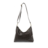 This oversized, slouchy, cool hobo bag is made of tumbled buffalo grain espresso bean colored vegan leather, which gives it that casual boho chic look! With two removable shoulder straps included, you can wear it as a short-shoulder bag or a crossbody bag.  Dimensions: 13.5 in. H x 16 in. W x 3.5 in. D