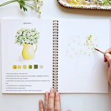 We are obsessed with this Flower Watercolor Workbook! It includes 12 floral illustrations with an example of the finished painting, step-by-step instructions, and a lightly illustrated sketch for you to paint. It's just like a coloring book, but with watercolor! Enjoy this peaceful painting hobby on your own, with children, or with friends. Makes a wonderful gift and is perfect for artists of any age.

12 beginner-friendly illustrations on thick 120lb watercolor paper

Lay-flat pages with spiral binding for