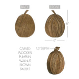 Create warm, inviting harvest displays with this hand-carved walnut wood pumpkin. Crafted from solid mango wood, its dimensional carved design and rich walnut finish showcase the natural beauty of the wood grain while bringing artisan character to seasonal displays. The timeless silhouette complements farmhouse, cottage, rustic, and traditional décor, making it an easy addition to a wide range of fall assortments.

Mango Wood Color: Walnut Brown

8"H x 6"W x 1.5"D

Care: Wipe clean with a soft cloth