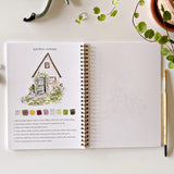 Watercolor workbooks are just like a coloring book, but with watercolor! Enjoy this peaceful hobby on your own, with kids, and with friends. Makes a wonderful gift. Perfect for artists of any age. This Garden Watercolor book has beautiful illustrations of plants, cottages, watering cans &amp; more!

12 beginner-friendly, lightly sketched illustrations

Simple step-by-step instructions and example

Lay flat spiral pages for easy painting

Durable 120 lb watercolor paper

Travel ready 6.5 inch x 9 inch size