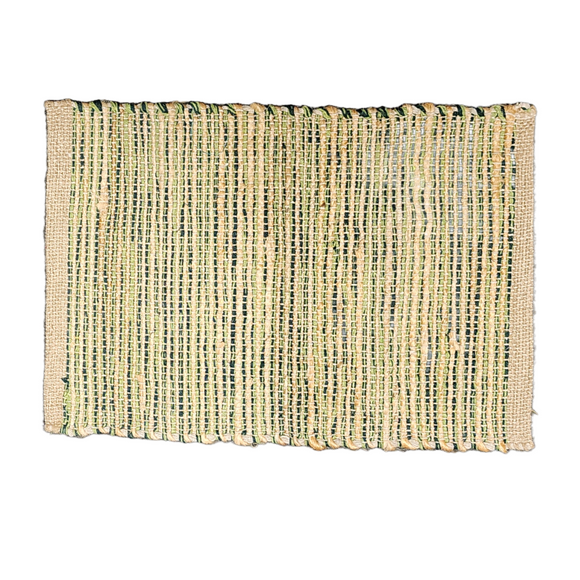 Need to add a little texture to your home? You'll love this stylish, sustainable, durable hand-woven khaki and green-colored placemat. It will surely enrich the décor of any surface in your home. Made with Jute and cotton, this placemat is environmentally friendly, sustainable, trendy, and stylish.  13