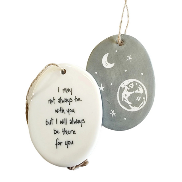 We love our porcelain ornaments because they are perfect for gift-giving! This oval ornament says, 