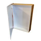 Bring a little nostalgia to your holiday decor this year with this vintage book cover of "Santa Claus and the Little Lost Kitten." This adorable box opens up for storage for some of your favorite treasures.

&nbsp;9" H x 7" W x 2" D