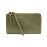 The Karina combines sleek styling with uber organization in beautiful antique-looking eucalyptus green colored vegan leather! This bag has the ultimate versatility, as it can be worn as a crossbody, a clutch, or a wristlet. The bonus wallet, which includes credit card slots, ID windows, a zippered change pocket, and a billfold, will keep you organized and can be carried separately!


MAIN BAG: 9"H x 6"W x 1"D



Removable and adjustable crossbody strap 21"-26" with lobster claw clasps

Removable long wristl
