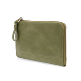 The Karina combines sleek styling with uber organization in beautiful antique-looking eucalyptus green colored vegan leather! This bag has the ultimate versatility, as it can be worn as a crossbody, a clutch, or a wristlet. The bonus wallet, which includes credit card slots, ID windows, a zippered change pocket, and a billfold, will keep you organized and can be carried separately!


MAIN BAG: 9"H x 6"W x 1"D



Removable and adjustable crossbody strap 21"-26" with lobster claw clasps

Removable long wristl