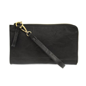 The Karina combines sleek styling with uber organization in beautiful antique-looking black vegan leather! The ultimate versatility, this bag can be worn as a crossbody, as a clutch or as a wristlet.  The included bonus wallet with credit card slots, id windows, zippered change pocket, and billfold will keep you organized on the go and can be carried separately!