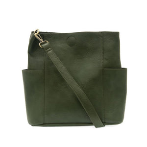 A casual and carefree crossbody in super soft pebble grain vegan leather, our Kayleigh bucket bag in a beautiful hunter green comes with a smaller bag that can be carried inside or used alone. The convenient side pockets of this bucket bag can hold your water bottle, phone, or glasses.&nbsp;