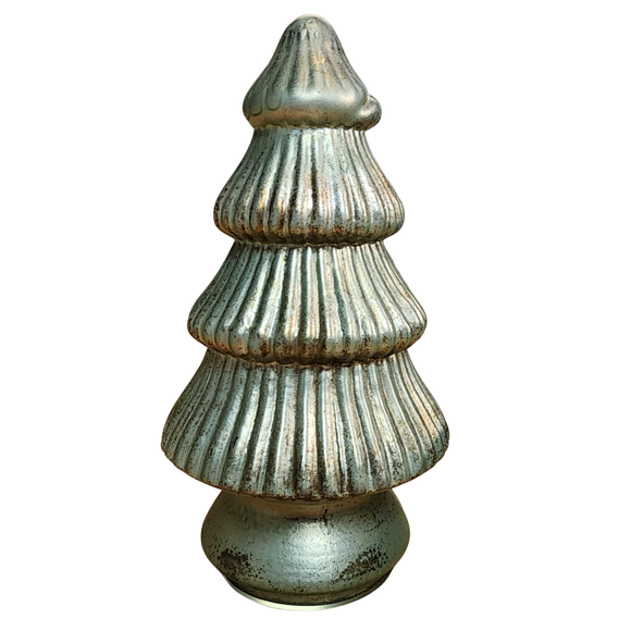 You'll love this large ribbed verdigris green distressed tree. It will look great with your holiday decor this year!

4
