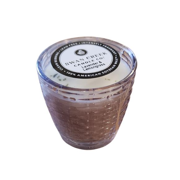 You'll love our cathedral small vase candle. This lavender & lemongrass candle has been poured into a pretty basketweave pink glass.

A lovely spring fragrance with a potpourri twist if lavender and citrus notes.

Filled with 4.5 oz. of American Soybean WaxTM. Measures 3
