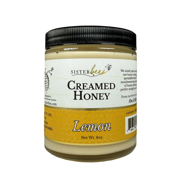 Refreshing and oh-so-sweet, Sister Bees Lemon Creamed Honey is made with 100% Pure Michigan honey and real organic lemons. Only honey and lemons, nothing artificial! Our honey comes packaged in an 8 oz. hexagon glass jar, perfect for you or to gift. Sister Bees Lemon Creamed Honey is delightful on crackers, tea, English muffins, scones, and straight out of the jar.

8oz
Made in the United States of America