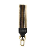 1.5" woven mustard cream and black striped keychain wristlet strap