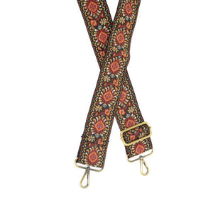 Guitar Strap: 2" Red Folk Medallion Embroidered
