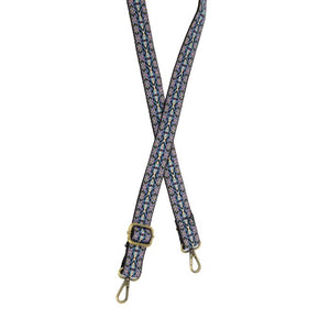 Show your boho side and switch your strap to our embroidered Mayan Guitar Strap in black accented with bright color options. The back of the strap is black.

1" wide

35-54" adjustable length

Brass plated hardware

100% Cotton
