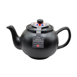 When it's time for a spot of tea, reach for one of our stoneware teapots, which can absorb the heat of boiling water without cracking. Likewise, the beautiful exterior is protected with a gloss to prevent the paint from warping or rippling. The classic bulbous shape allows tea leaves or bags to move freely for just the right amount of flavoring.&nbsp;

The matte black teapot is available in 2-cup or 6-cup size