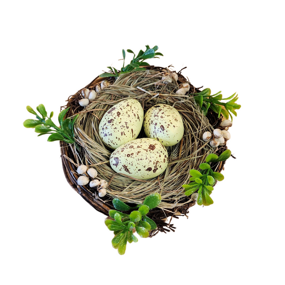 Bird Nest With Greens, Berries & Eggs