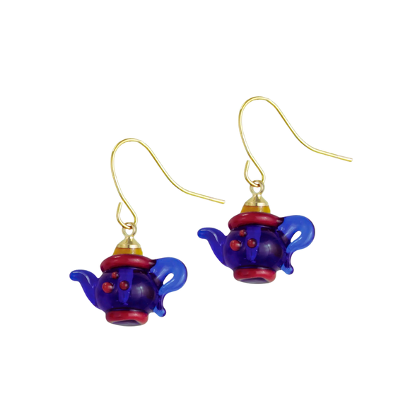 Spot Of Tea Earrings: Blue Glass