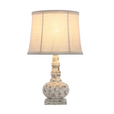 This striking accent lamp features a casually elegant finish in silver and white. A classic look for any room in the house. This little lamp adds the perfect touch to a powder room bedroom, living room, bookcase, or small accent table. Use it as a night light or accent light.&nbsp;

25-watt bulb not included.

15" H x 9.25"&nbsp;D&nbsp;with lampshade