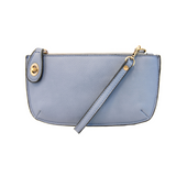 Our most popular bag, in a beautiful hydrangea blue, this mini clutch, with its sleek silhouette, is as gorgeous as it is versatile.&nbsp; Features include a polished turn lock, six card slots, and an interior zipper for change.&nbsp; It can be styled in many ways, with removable straps for alternating between wallet, crossbody, and wristlet!

&nbsp;5"H x 9.5"W x 1"D

Removable and adjustable crossbody strap 13"-24"

Wristlet strap 7" long

interior zippered pocket

brass plated hardware

100% vegan leather
