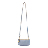 Our most popular bag, in a beautiful hydrangea blue, this mini clutch, with its sleek silhouette, is as gorgeous as it is versatile.&nbsp; Features include a polished turn lock, six card slots, and an interior zipper for change.&nbsp; It can be styled in many ways, with removable straps for alternating between wallet, crossbody, and wristlet!

&nbsp;5"H x 9.5"W x 1"D

Removable and adjustable crossbody strap 13"-24"

Wristlet strap 7" long

interior zippered pocket

brass plated hardware

100% vegan leather