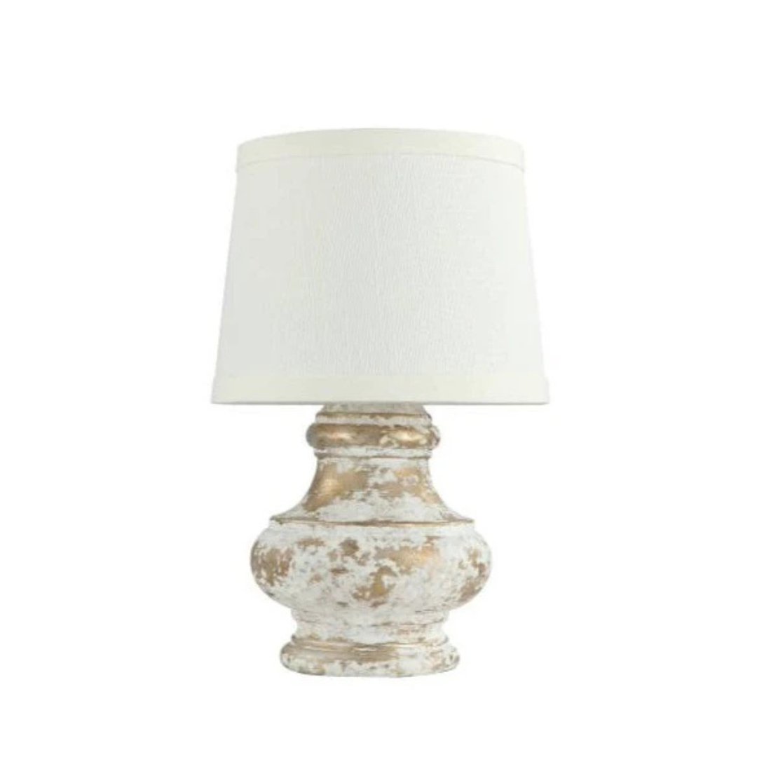 Mini Silver and White Accent Lamp with White Shade