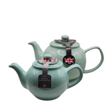 When it's time for a spot of tea, reach for one of our stoneware teapots, which can absorb the heat of boiling water without cracking. Likewise, the beautiful exterior is protected with a gloss to prevent the paint from warping or rippling. The classic bulbous shape allows tea leaves or bags to move freely for just the right amount of flavoring.&nbsp;

Our mint&nbsp;teapot is available in 2-cup or 6-cup size