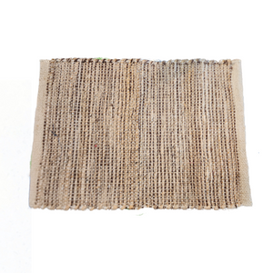 Need to add a little texture to your home? You'll love this incredibly stylish, sustainable, durable hand-woven khaki and brown-colored placemat. It&nbsp;will surely enrich the décor of any surface in your home. Made with Jute and cotton, this placemat is environmentally friendly, sustainable, trendy, and stylish.  13" W x 19"L  Spot clean only.  Jute &amp; Cotton  Handmade in India