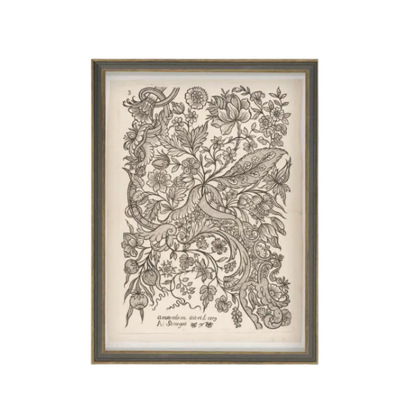 This simple paisley sketch just makes us happy...how about you?!!! We know that you'll find lots of places to put this little artwork! Printed on premium canvas fabric for a lasting, textured finish and has a handcrafted wooden frame with grey accents that adds a classic charm.  Comes with a paper backing and hanging hardware for easy installation.

Made in the USA: Proudly crafted with quality and care. 

Care Instructions: Keep canvas dry to maintain its quality. If smudged or dirty, gently