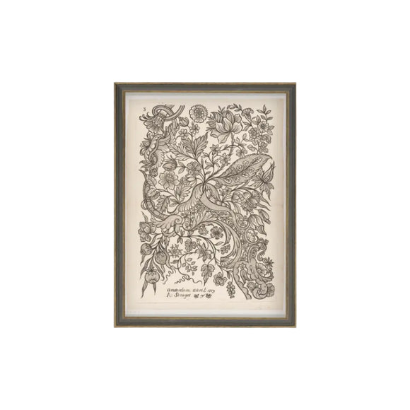 This simple paisley sketch just makes us happy...how about you?!!! We know that you'll find lots of places to put this little artwork! Printed on premium canvas fabric for a lasting, textured finish and has a handcrafted wooden frame with grey accents that adds a classic charm.  Comes with a paper backing and hanging hardware for easy installation.

Made in the USA: Proudly crafted with quality and care. 

Care Instructions: Keep canvas dry to maintain its quality. If smudged or dirty, gently