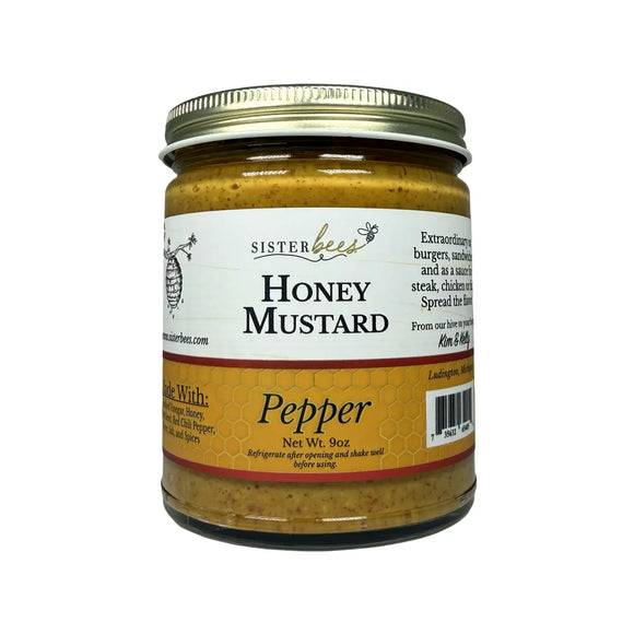 Honey Mustard with a Kick!

Sister Bees real honey mustard uses the highest quality ingredients including sweet Northern Michigan honey and zero added sugar. Try our mustard with pretzels, on a sandwich or a wrap, use as a spread on a salmon filet, toss with vegetables before roasting, or add it to a cheese board! If you're looking for premium honey mustard, you'll find it here.
Made in United States of America
